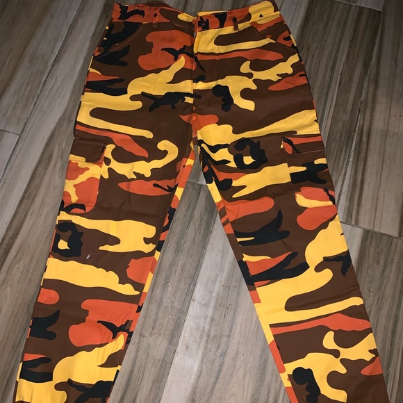 yellow camo jeans